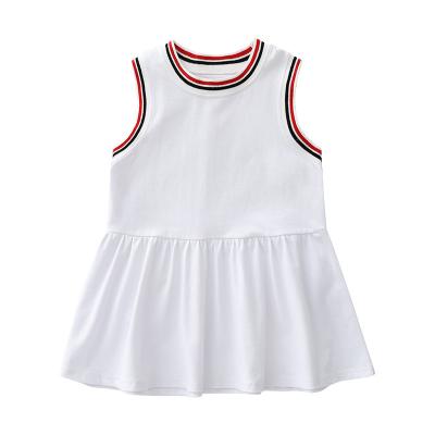 China Breathable Knit New Customized 100% Cotton Designer Babies Dresses Customized Casual Kids Girls Dress Simple Sport Style Girl Wear Play Wear for sale