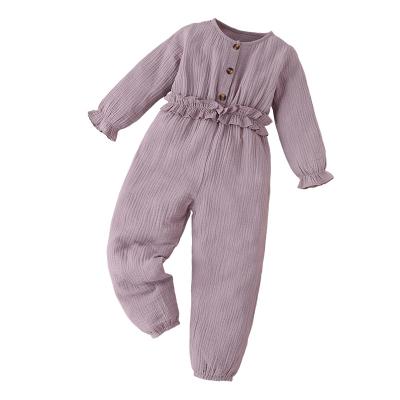 China Casual/Cute/Soft/Vintage 2021 New Girl Purple Popular Baby Muslin Cotton Baby Romper Organic Baby Clothes Sets Clothes for sale