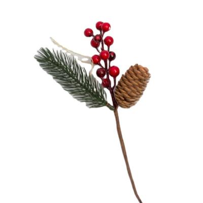 China Foam Factory Directly Red Berry Decoration Artificial Pine Flower for Christmas for sale