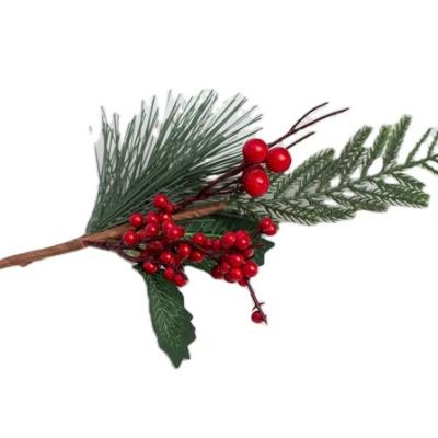 China Creative Christmas Decoration Flower PE Design Artificial Berries With Pine Needles for sale