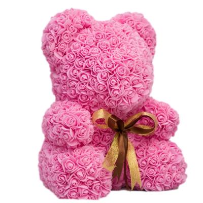 China Popular Flower PE Artificial Flower Teddy 40cm Rose Bear With Box For Valentine Gift for sale