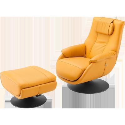 China With Functional Orange Leather Ottoman Stool / Recliner Sofa Chair With Ottoman Footstool for sale