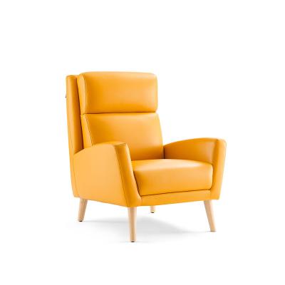 China With Recliner Modern Lounge Genuine Leather Leisure Chair With Recliner In Orange for sale