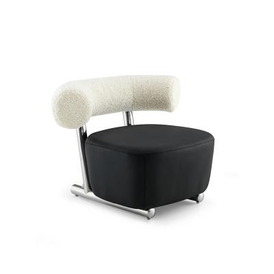 China Soft and Comforable Modern Comfortable Cozy Mini Black and White Fabric and Leather Sofa Chair for Living Room for sale