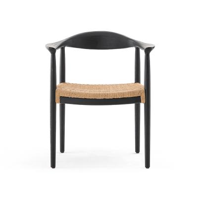 China With Armrest Restaurant Mid Century Hot Selling Modern Wood Woven Dining Chair for sale