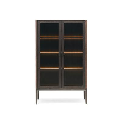 China Contemporary Antique Tempered Glass Living Room Dining Room Display Hidden Led Lighted Wine Cabinet for sale