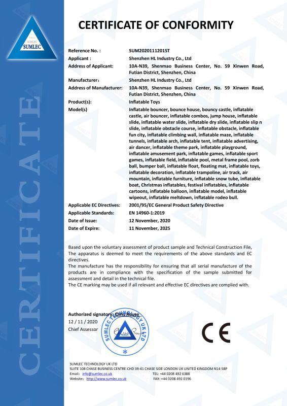 CE - Shenzhen HL Industry Co., Ltd