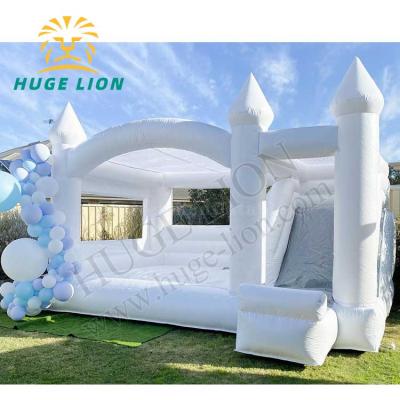 China Commercial Grade Waterproof Vinyl 17ft White Bounce House With Slide for sale