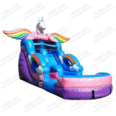 China Waterproof Commercial Grade 18ft Party Unicorn Rental Inflatable Water Slide for sale