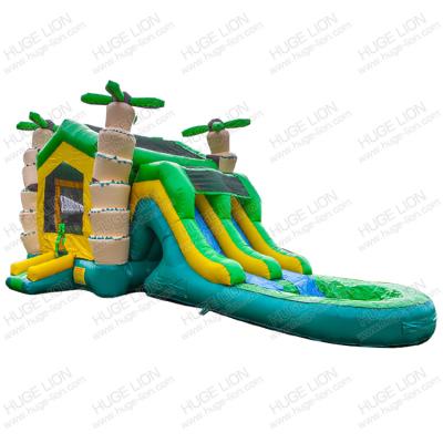 China Rainforest Waterproof Tropical Bouncy Castle Commercial Inflatable Wet & Dry Combo On Sale for sale