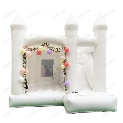 China Waterproof White Wedding 18ft Bounce House With Commercial Inflatable Slide Water Slide White Bounce House for sale