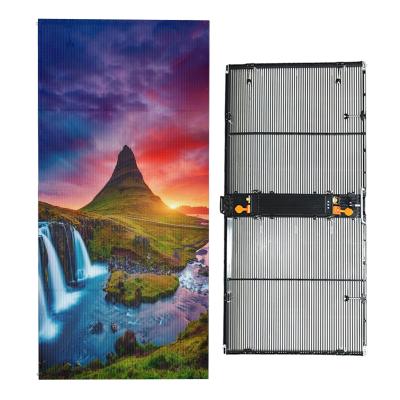 China Hd transparent film led wall tile display screen 1000X500MM for sale