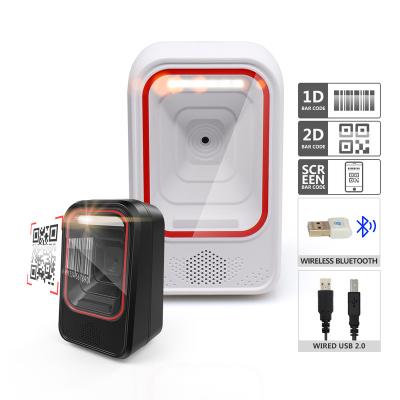 China ABS+PVC+PC Rugged Automatic Wireless QR Code Scanner 2D Induction Barcode Scan Desktop Platform for Supermarket for sale