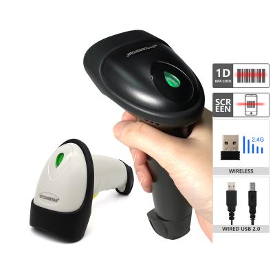 China Wireless Outdoor CCD Barcode Scanner 2.4g Supermarket 2.4g Reader Laser USB Handheld Barcode Scanner for sale