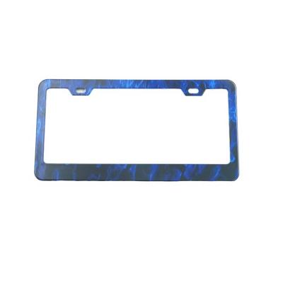 China Hot Selling Quality Zinc Alloy Flame In Car Plate Holder Blue License Plate Frame For USA for sale