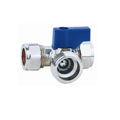 China Brass Three Way Ball Valve Compression And Manual Thread Connector Ball Structure for sale