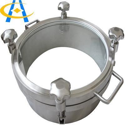 China Beverage equipment round pressure manway with pane for sale