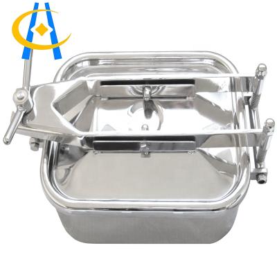 China Beverage making manholes rectangular with pressure stainless steel manway for sale