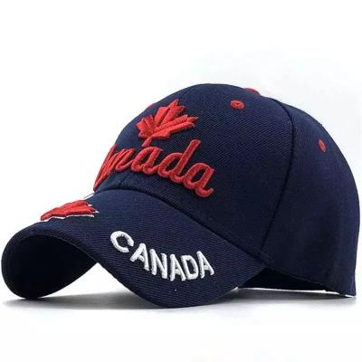 China 2021 New Design 3d COMMON Canada Embroidery Maple Leaf Cotton Baseball Caps Adjustable Canada Hat Fashion Caps Casual Hats for sale