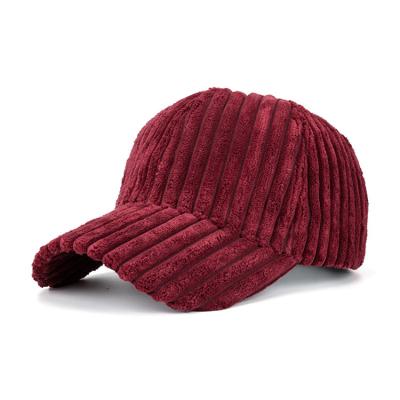 China Winter COMMON Cotton 6 Panel Structured Fashion Baseball Cap Thick Corduroy Warm Hat for sale