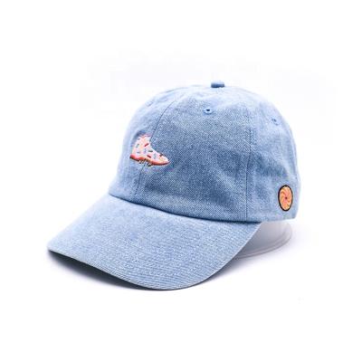 China Custom Customized Plain 6 Plain Flat Panel Vintage Denim Embroidery Vintage Logo Blue Dad Hat for sale