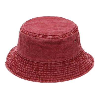 China Image Guangzhou factory unisex red washed denim cotton bucket hat for sale