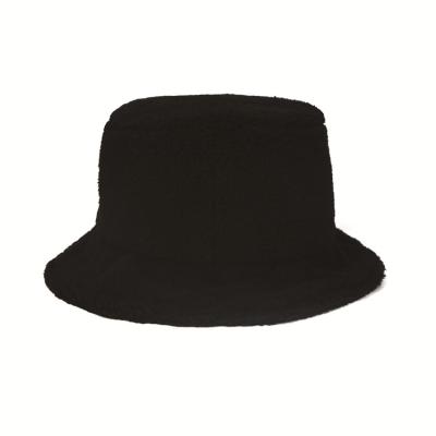 China Plush MM Clean Buaket Leather Hat Winter Brand Black Warm Patch Bucket Hat For Man Women for sale