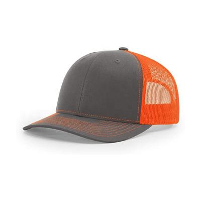 China Custom 6 Panel High Quality COMMON Profile Cotton Orange Nylon Mesh Trucker Caps Hat With Custom Logo for sale