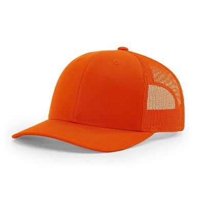 China Wholesale Custom Logo Premium Snapback Trucker Cap 112 Orange White Color Trucker Hat for sale