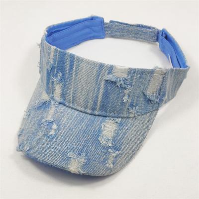 China Picture Kid Kids Blue Black Blue Black Blue Distressed Visor Hat Denim Sun Visor Hat Summer Tennis Beach Cheer Boys Girls 2-8years for sale