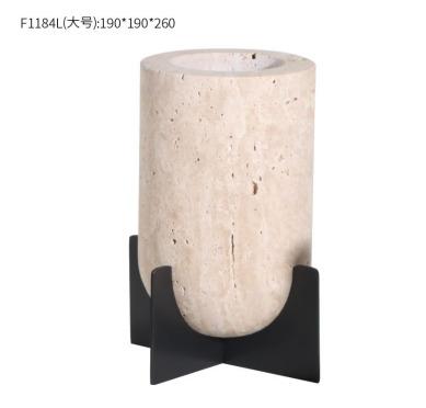 China Simple and quiet natural living home designer decoration candlestick vase modern minimalist stone cave wind marble table vase for sale