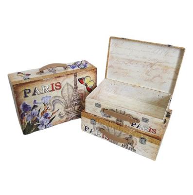 China Vintage Viable Custom Design Mini Paper Packaging Gift Boxes With Handle Cardboard Suitcase Boxes for sale