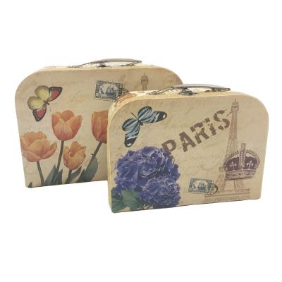 China Viable Custom Vintage Style Decorative Souvenir Box Empty Cardboard Suitcase Paper Box Gift Boxes for sale