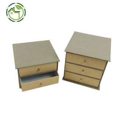 China Home Office Custom Organizer Storage Cardboard Jewelry Box Sundries Storage Box 2 Drawer Eco-Friendly Paper Box for sale