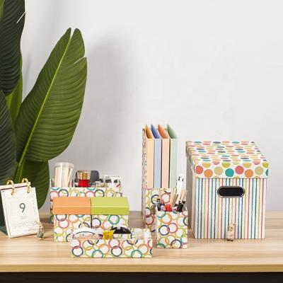 China Decoration & Eco-friendly Storage Manufacturer New-school Cardboard Desk Organizer Stationery Storage Box Set for sale