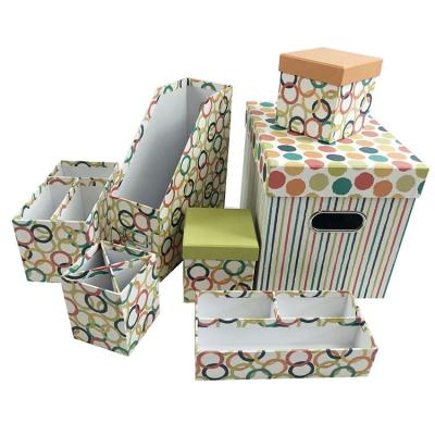 China Custom Recycled Materials New-school Stationery Craft Paper Box Cardboard Storage Box Office Eco-Friendly Organizer for sale