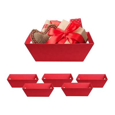 China Recycled Materials Manufacturer Gift Basket Market Custom Bulk Tray For Wedding Gift Packages Cardboard Basket With Handles for sale