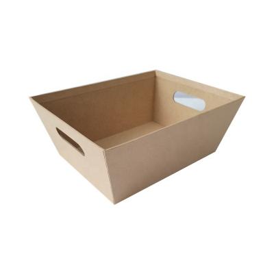 China Recycled Materials Wholesale Custom Dry Christmas Paper Box Fruit Gift Basket Market Tray For Gift Packing Cardboard Basket for sale