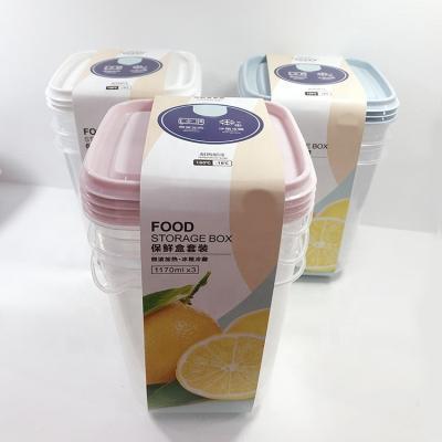 China CLASSIC Wholesale Plastic 1170ml Kitchen Storage Food Grade Fridge Organizer Set Food Container Storage Box 3pcs for sale