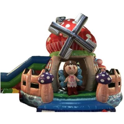 China exterior & Factory Price Indoor Mushroom Inflatable Playground Bounce House With Inflatable Slide Farm Jumping With Barrier Around For Sale for sale