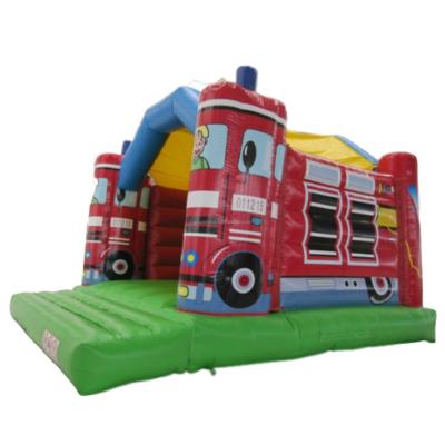 China exterior & Moonwalk Fire Truck Sales Coupon Inflatable Playground Castle Bouncer Indoor Inflatable Bouncy Castle Fire Truck For Amusement Park for sale