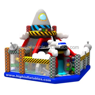 China Factory Supply Kids Castle Airplane Inflatable Jumping Amusement Park With Slide And Obstacle Customize Accepted for sale