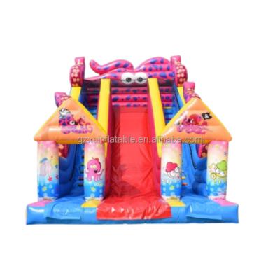 China Best0.55mm Fireproof Trapaulin+1000D PVC Innerial Baffle Hot Sale Park Family Playground Commercial Activities Inflatable Dry Slide For Kids Adults for sale