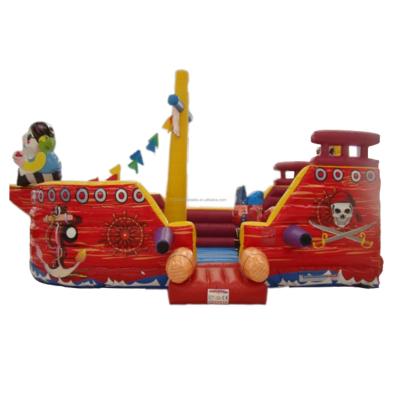 China Most Popular Product Outdoor Kids Entertainment Large Inflatable Red Pirate Ship Obstacle Course For Indoor Or Outdoor Playground for sale