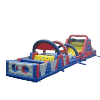 China Commercial Grade Outdoor Long Track Entertainment Professional Adult Inflatable Obstacle Course With Slide Inflatable Sports For Team Events for sale