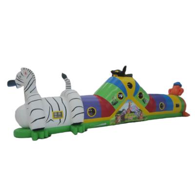 China Entertainment OEM Factory Zebra Pinto Themed Barrier Tunnel Inflatable Outdoor Obstacle Course Kids Challenge Game For Playground for sale