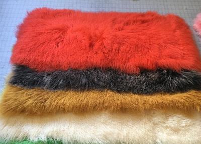 China Dyed Mongolian Luxury Fur Throws For Sofas , Small Long Wool Sheepskin Rug for sale