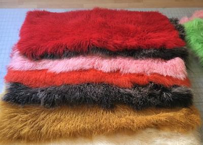 China Dyed Color Soft Skin Mongolian Sheepskin Rug 60 *120cm For Garment Shoes for sale