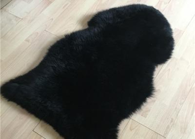 China Real Sheepskin Rug Australia Single Pelt Long Wool Black Sheepskin for sale