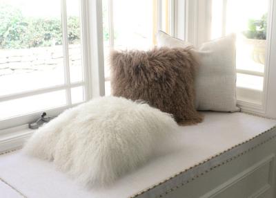 China Real Tibetan lamb fur MONGOLIAN LAMB 24X24 EXTRA LARGE DECORATIVE FUR PILLOW for sale